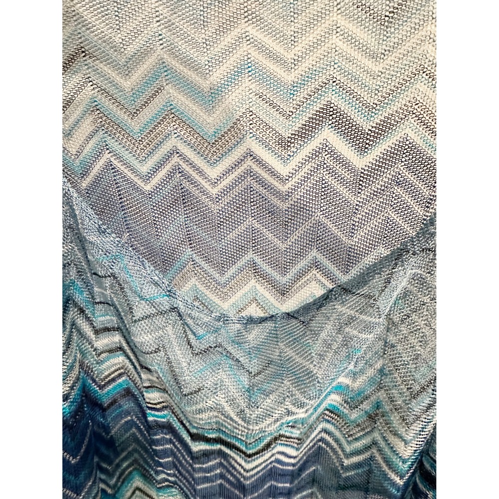 Missoni Blue Zigzag Chevron Knit Fringe Poncho Top - Picture 7 of 9